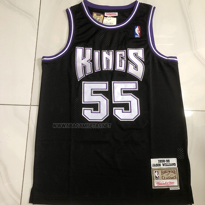 Camiseta Sacramento Kings Jason Williams NO 55 Mitchell & Ness 1998-99 Negro